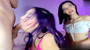 Horny Venezuelan sluts give intense double blowjobs to neighbor