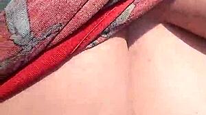 Busty housewife gets a messy facial in public park