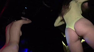 Cute Teen Taya Tutsi Strips Nude in Public at Disco to Dance with Friend.