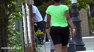 Voyeur spies on ebony mature's tits and anal in candid hidden footage