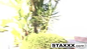 Firefighter Vanessa Slides Down and Sucks a Huge Black Cock