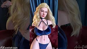 Lubby gorgeous blonde shows huge boobs in lingerie