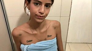 Sexy thin girl gives deep throat blowjob!