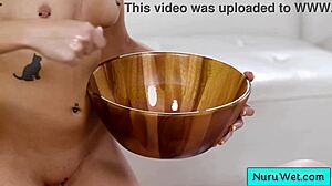 sensual busty blonde masseuse gives intense wet sex massage