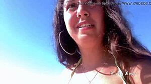 crazy girl pees in panties on beach