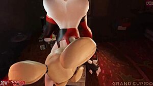 harley plays with giant dildo in 3d