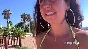 crazy girl pees in panties on beach