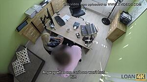 Blonde miss in loan interview gets banged hard