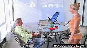 Blonde Jerked Off Step-Dad
