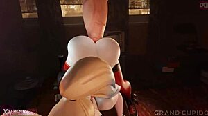 harley plays with giant dildo in 3d