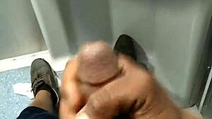 edge play on public train, ebony hottie masturbates with big black cock on commute.