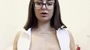 First time step-sis is a titty-slut with brown eyes and glasses