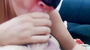 Asian Teen 18+ Secretly Sucks Cock While He Dozes On Sofa, Swallowing All Cum