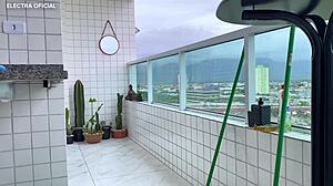 Watch Latina Neighbor Clean in Shorts - What a Delight to Observe!