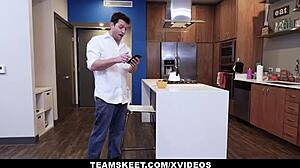 Hot Nurse Ella Knox Bent Over Titfucking Her Stepdad with Big Natural Tits and Monster Cock