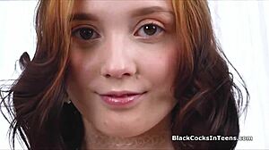 A young brunette gets her first big black cock