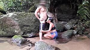 A Good Waterfall Scene Includes Brunette With Tattoo Getting Anal And Cum On Ass