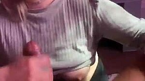 Magic girl makes cock disappear with sloppy handjob and swallow, tattooed in panties and thong