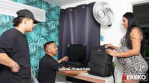 Pregnant Colombian caught and screwed while being spied on