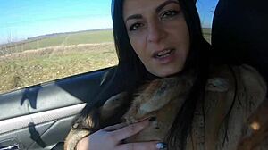 Cheating housewife shops for fur with her friend outdoors