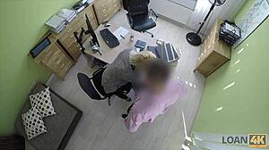 Blonde miss in loan interview gets banged hard