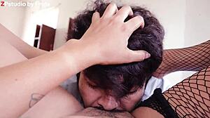 Frida cums hard in mouth!