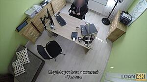 Blonde miss in loan interview gets banged hard