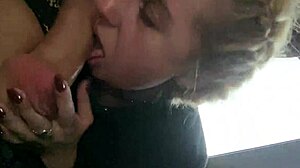 Caught flashing on the bus and forced to give a blowjob