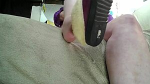 June's tiny panties collection sparks curiosity in old clips. Her curvy ass and hairy charm shine with quirky feet shots.