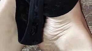 Gretala rubs her thong on bare feet, teasing with ebony ass and sexy amateurs