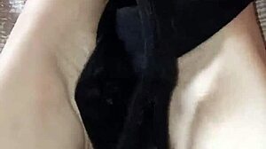 Gretala rubs her thong on bare feet, teasing with ebony ass and sexy amateurs