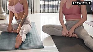 European babes indulge in hot lesbian sex after yoga