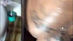 eating girlfriend in shower, cum in mouth