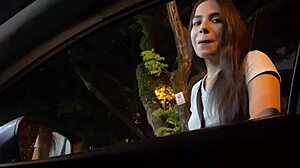i'm sucking a stranger's big cock on the road in the car, public outdoor teen 18+ oral with facial