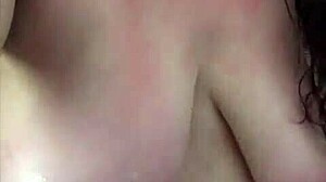 Curvy BBW mama tantalizes in shower, washing hair and shaving her natural big tits