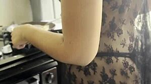 My Friend Cooks For Me In Just Lingerie And Thong