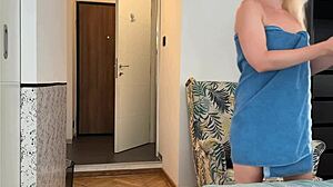 hey, i dropped my towel right in front of the delivery guy