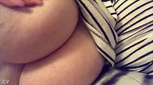 Big breast massage with oil