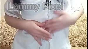 Horny Brunette Lammy Pixel Stripteases And Shows Gorgeous Ass