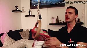 Sporty brunette babe gets fingered and banged hard in group hardcore action.