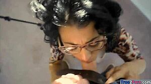 Brunette real estate agent in glasses kisses and poses while getting pounded by big cock in many positions 😘