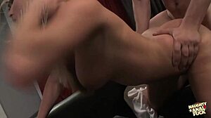 Harmony, Blonde Pornstar, Deepthroats Cock Before Anal Fucking And Titty Fuck With Her Big Natural Tits.