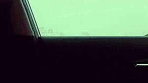 Skinny Amateur with Small Waist Dances Cock Outside in Public Vehicle with Lover