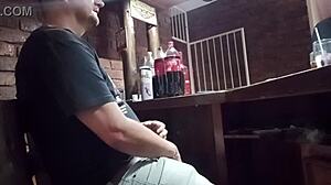 worker entertains self at office during shift