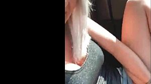 I watch amazing blonde orgasm in car masturbation