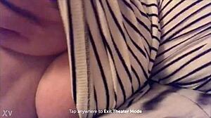 Big breast massage with oil