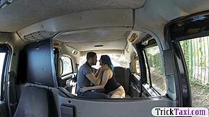 Couple says, We're so horny, let's fuck in this cab while they film us.