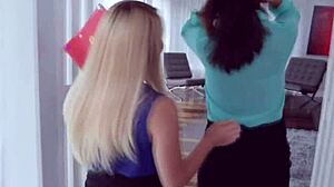 BFFs burn book foursome with big cock blowjob!