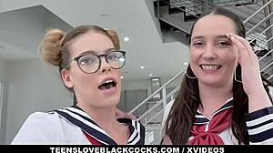 Teen girls Leah Lee and Kyra Rose shake with orgasms on BBC