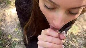 omg, giving a pov blowjob on a hiking trail with cute romanian nadia noja!